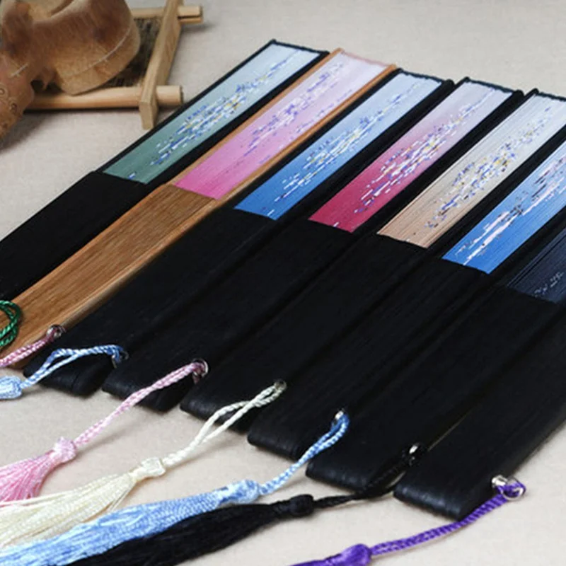 

Vintage Chinese Style Dance Wedding Party Lace Silk Folding Hand Held Flower Fan Party Performance Handheld Props Dropshipping