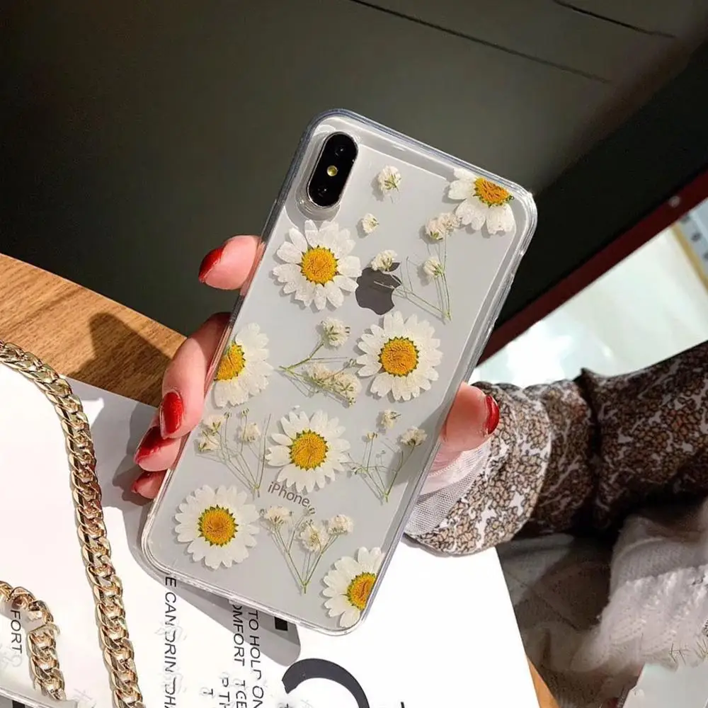 14 Для Iphone 11 Pro X 7 настоящий цветок Прозрачный чехол для телефона с цветочным рисунком для Iphone 11 Pro X Max XR XS 6 6s 7 8 Plus Мягкий силиконовый чехол - Цвет: 14