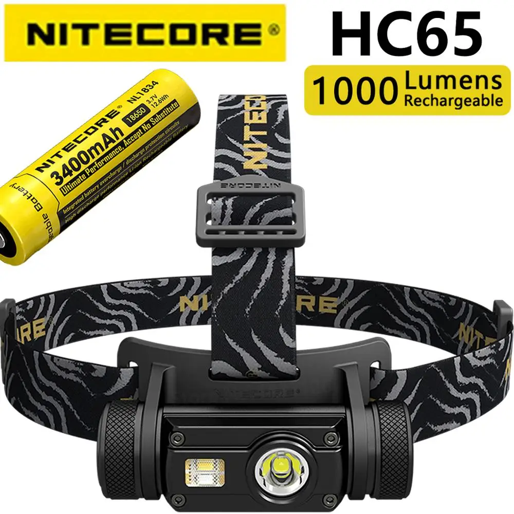 Налобный фонарь Nitecore HC65 1000 люмен тройной выход внутренний водонепроницаемый