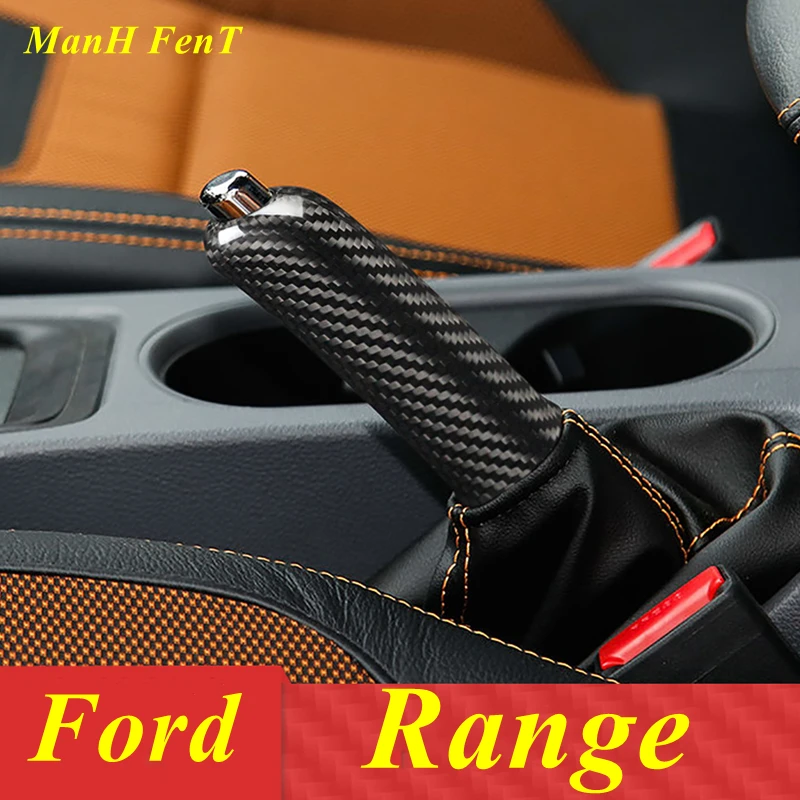

For Ford Range Hard Real Carbon Fiber Interior Car HandBrake Hand Brake Grips Cover Trim