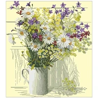 watercolor daisy flower patterns counted cross stitch 11ct 14ct 18ct diy chinese cross stitch kits embroidery needlework set