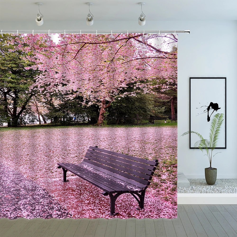 Весенняя занавеска для душа с изображением цветов ландшафта s розовые цветочные