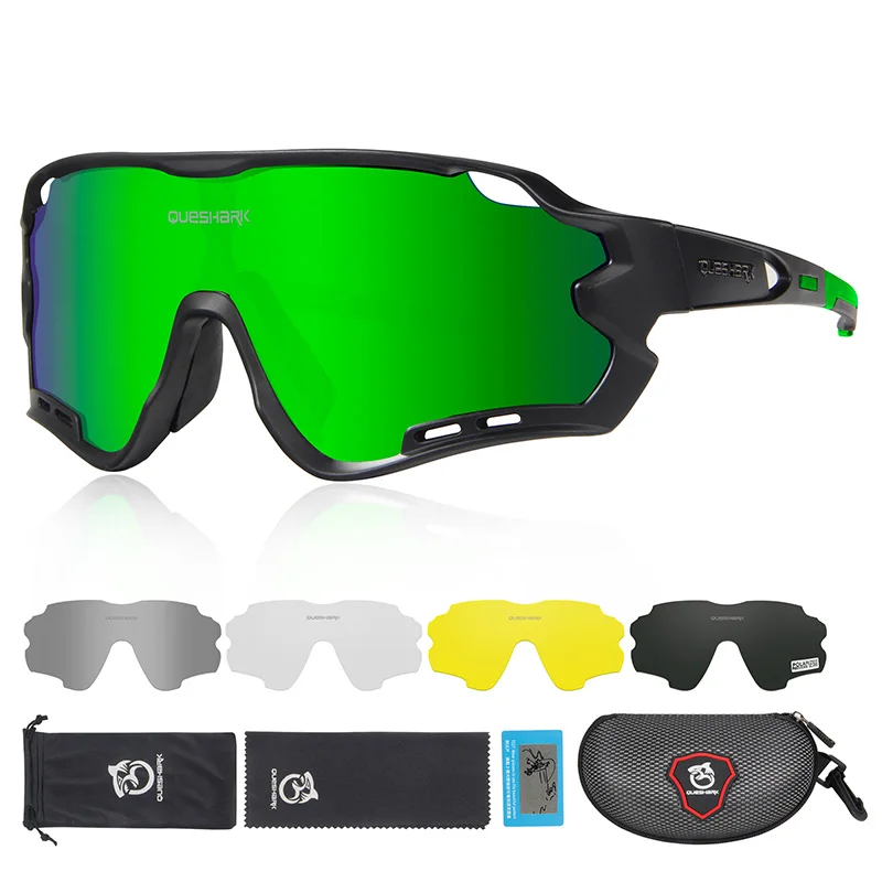 As Picture Showed Queshark HD поляризованные велосипедные очки для мужчин и женщин 5 линз MTB дорожный велосипед TR90 рама - Цвет: As Picture Showed