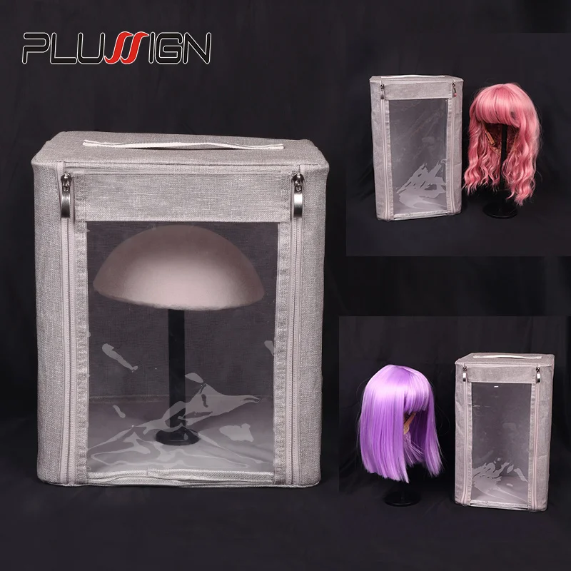 Wig Package Box For Toupee Closure Frontal S M L Size Hair Bag Wigs Storage Box With Display Stand And Half Head Top Hair Boxes