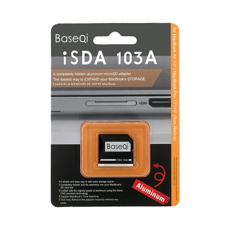 BaseQi алюминиевый стелс привод адаптер карты Micro SD Расширение памяти кард ридер для