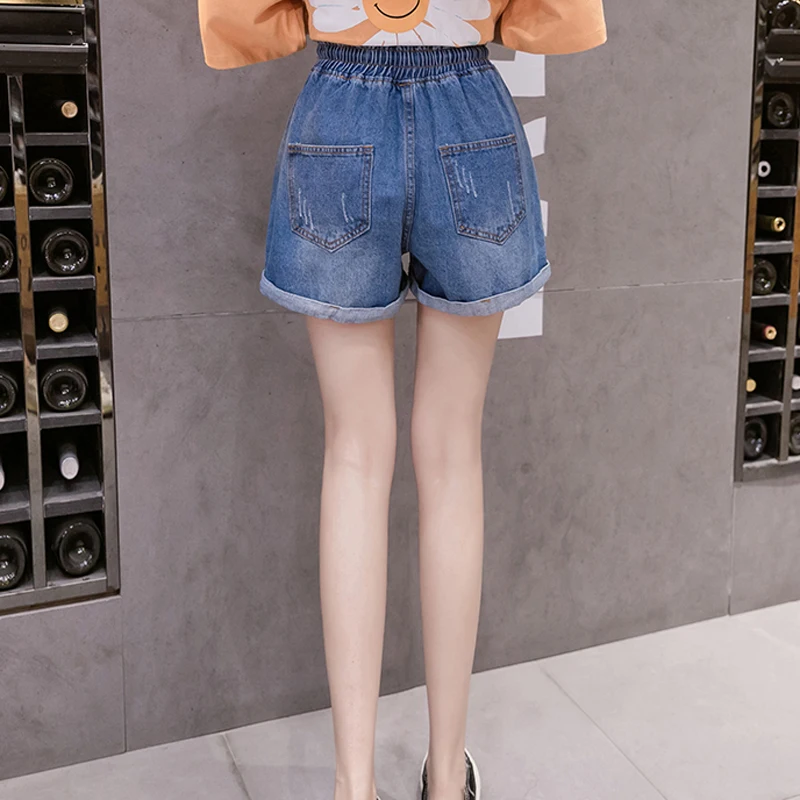 Zoki рваные женские джинсовые шорты летние женские джинсы с высокой талией женские джинсы трапециевидные корейские синие широкие штаны улич... от AliExpress WW