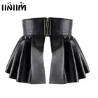 Юбка-мини женская Плиссированная, из искусственной кожи, с разрезом