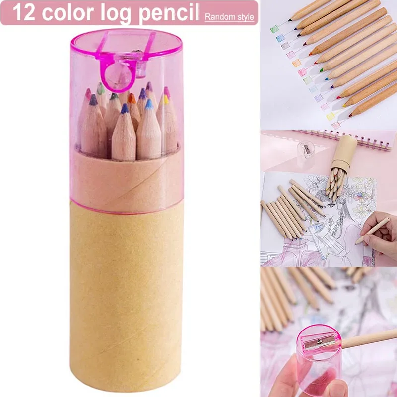 

Цветные карандаши 12 цветов с контейнером для хранения и встроенной точилкой, художественные школьные принадлежности, цветные карандаши дл...