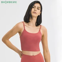 shinbene essential push up padded gym fitness bras crop tops women plain soft nylon yoga workout sports bras with removable pads