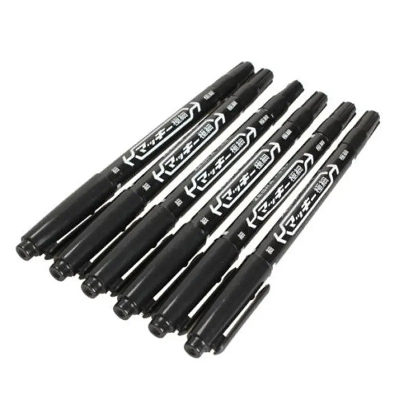 5Pcs Fine Dual Heads Marking Pen Marker Waterproofink Thin Nib Black Liner Art Drawing Stationery Office Supplies | Канцтовары для