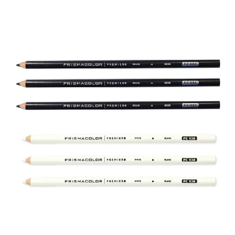 

Профессиональные лацеты для подсветки и эскизов Prismacolor, черные, белые цветные карандаши, графитовые художественные рисунки, смешивание, Шко...