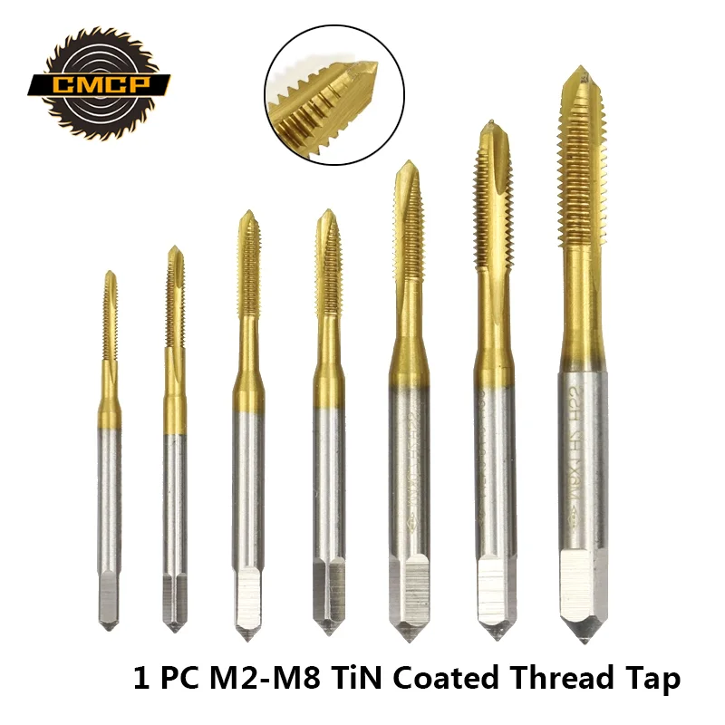 1 шт. HSS M2/M2.5/M3/M3.5/M4/M5/M6/M8 винтовой кран титановое покрытие сверло метрический ручной кран Прямой Флейта Резьба Кран