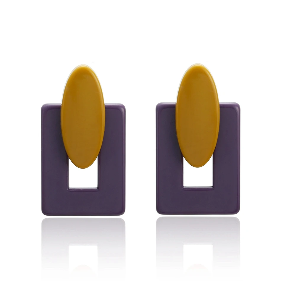 Yellow purple Женские большие массивные геометрические серьги для женщин, большие акриловые корейские висячие серьги с подвеской, Женские Ювелирные изделия SP693 - Окраска металла: Yellow purple