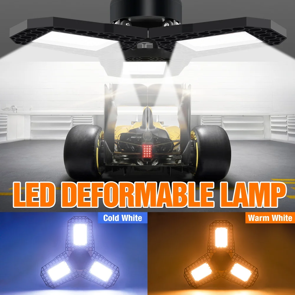 

220V Led Deformable Garage Lamp Led High Bay Light E27 Industrial Lighting 40W 60W 80W Super Bright Led Foldable Warehouse Lamp