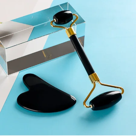 

Face Massage Jade Roller Rose Quartz Natural Stone Gua Sha Slimmer Lift Wrinkle Double Chin Remover Beauty Care Slimming Tools