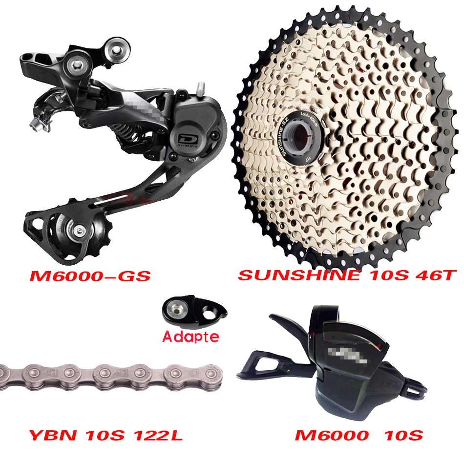 M6000/M610/M615 10 Geschwindigkeit Schalthebel+ Schaltwerke+ 42T 46T 50T SONNENSCHEIN Cassette 10 GESCHWINDIGKEIT Kett - Цвет: SUN46T YBN 122L GS