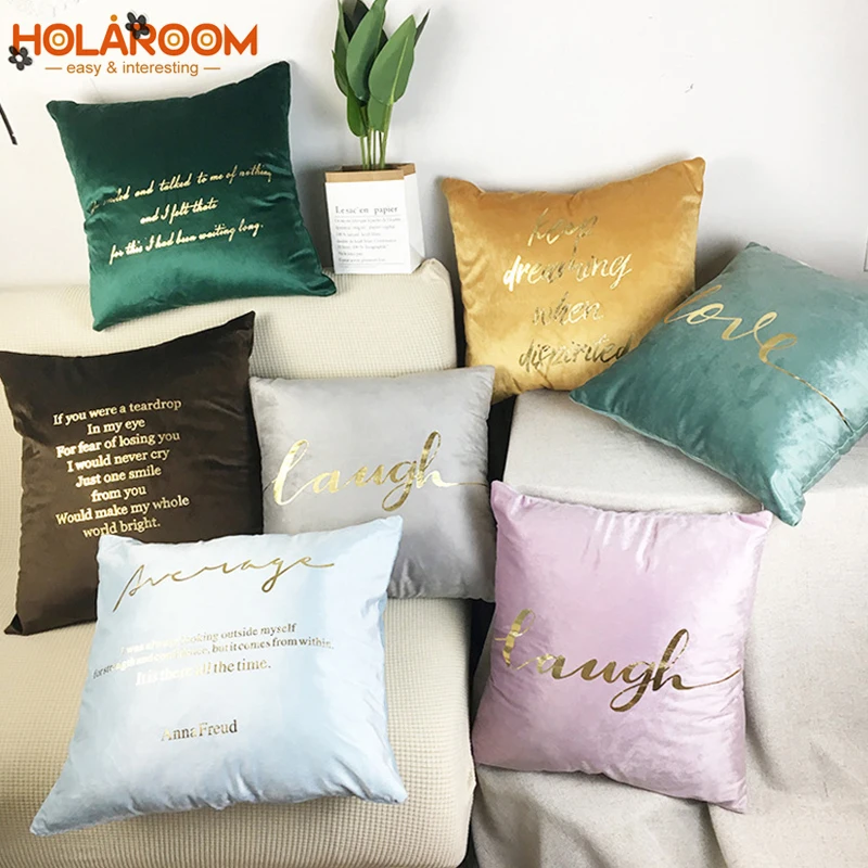 

Simple pillowcase velvet cushion cover print letter pillowcases 45*45 pillow cover for living room sofa throw home decor