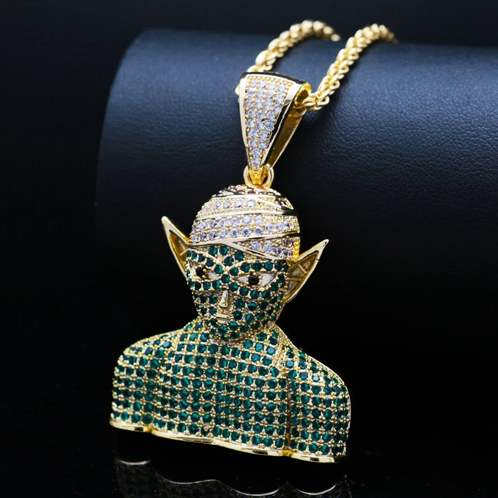 

Rock Hip Hop Iced Out Cubic Zircon Rope Chain Super Saia Figure Pendant Necklace for Men Jewelry Necklace Chain Choker for Boys