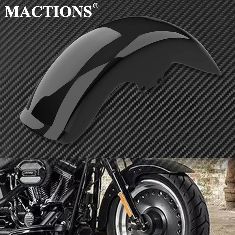 Guardabarros delantero de motocicleta, cubierta de plástico ABS negro brillante para Harley Softail Fat Boy FLSTFB FLSTF 2006-2015 2016 2017