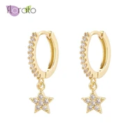 925 sterling silver ear buckle star earrings for women charming crystal five pointed star pendant earrings fashion jewelry