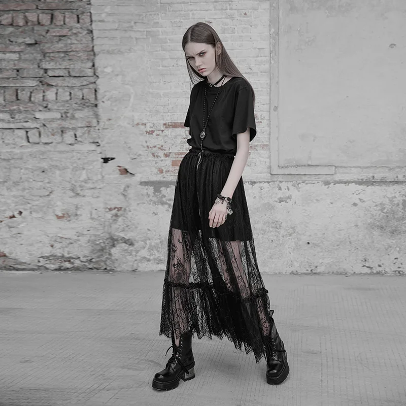 Женская длинная Двухслойная юбка-макси в стиле панк готический стиль модное