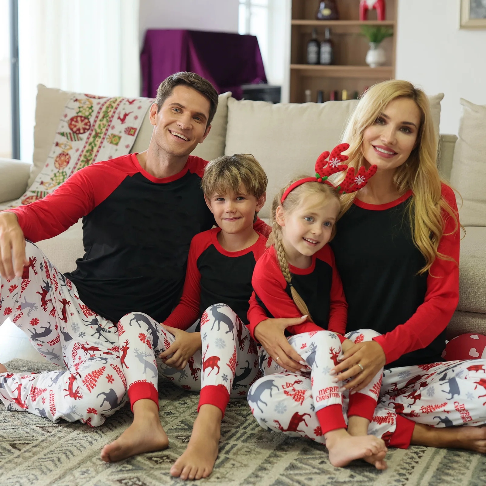 

Family Clothing Sets Christmas Elk Printed Homewear Long Sleeve Autumn Mother Kids Family clothes