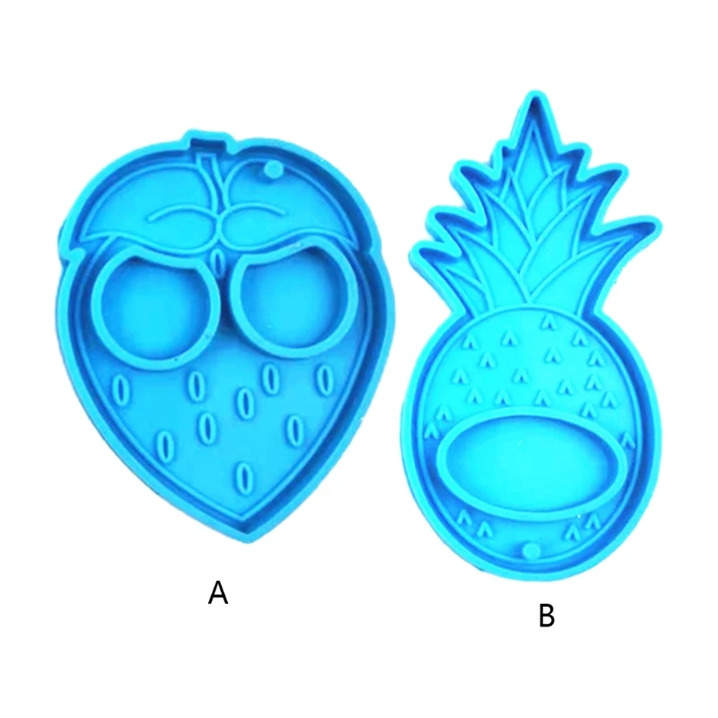 

Fruits Strawberry Pineapple Keychain Epoxy Resin Mold Key Chain Pendants Silicone Mould DIY Crafts Jewelry Casting Tools HX6F