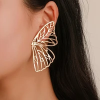 gold hollow butterfly drop dangle earring for women metal big wing pendant earring statement jewelry
