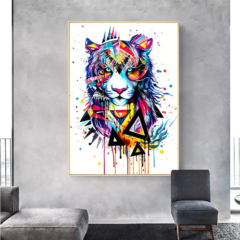 

Abstract Lion Gorilla Wolf Fox Animals Wall Art Canvas Painting Nordic Poster Wall Pictures For Living Room Home Decor Unframed