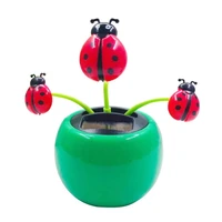 40 dropshippingcreative plastic solar power ladybug car ornament flip flap pot swing kids toy