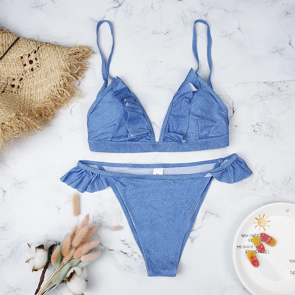 Sexy Bikini New Mujer Swimwear Women Biquinis Feminino Bathers Ruffles Bathing Suit Push up Swimsuit Female Beach wear Beachwear