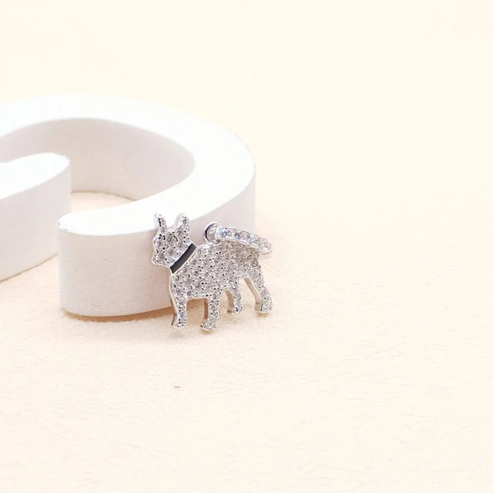 

925 Sterling Silver Cubic Zirconia Necklace Designer Little Cute Fashion Pet Dog Tag Necklace for Women Kids Girls Boys Childre