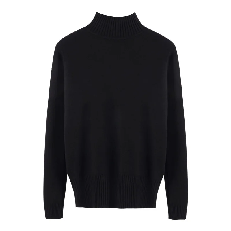 

Korean Style Loose Sweater Women Pullover Casual Half Turtleneck Long Sleeve Knit Sweater Female Jumpers solid basic sweater