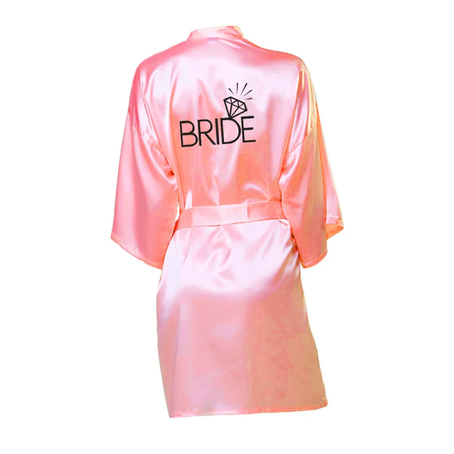 Bride-watermolon red Свадебная вечеринка команда невесты халат кимоно атласная пижама халат Подружка невесты, сестра на заказ халаты - Цвет: Bride-watermolon red