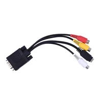 vga svga to s video 3 rca composite av tv out converter adapter cable pc cord standard sub d vga input polybag tv boxtelevision