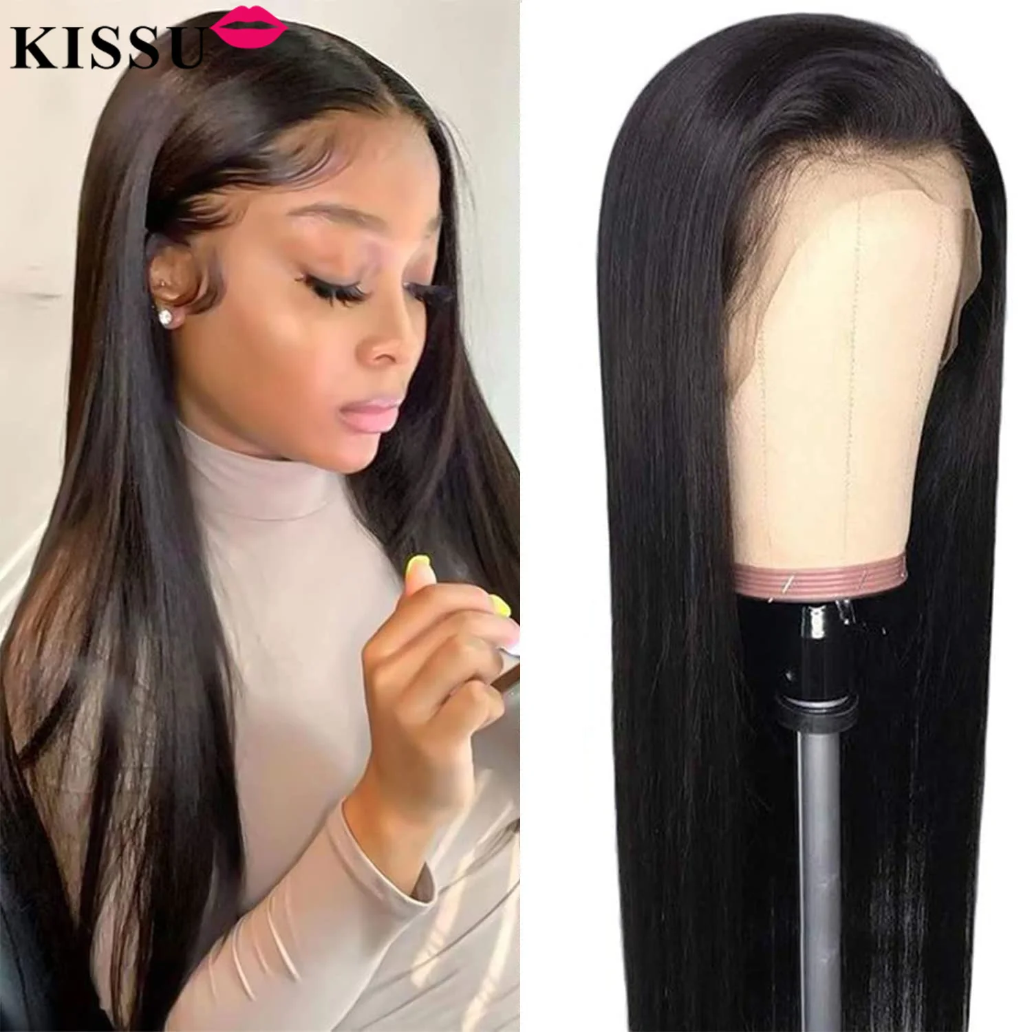 KISSU Lace Closure Wig Bone Straight Lace Front Wig 13x4 Lace Frontal Human Hair Wigs For Black Women 4x4 Closure Wig