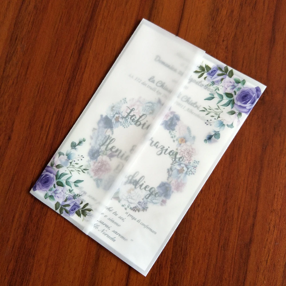 Конверт для свадебного приглашения прозрачный с цветочным принтом 50 шт./лот | Дом