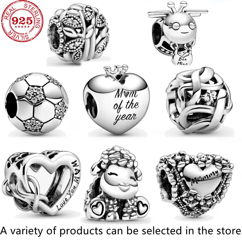 

Hot Sale 100% Real 925 Sterling Silver pan Beads for Women Love shape Fit Original Charm bracelet DIY high quality Jewelry
