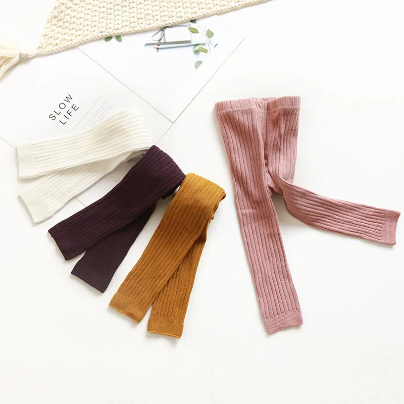 Детские леггинсы для девочек сезон осень зима вязаные детские однотонные