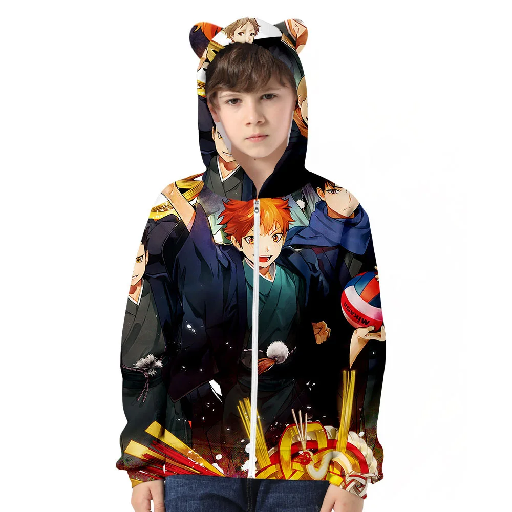 

Модная детская толстовка с капюшоном и кошачьими ушками в стиле аниме Харадзюку, осенняя толстовка для мальчиков и девочек, удобный пуловер...