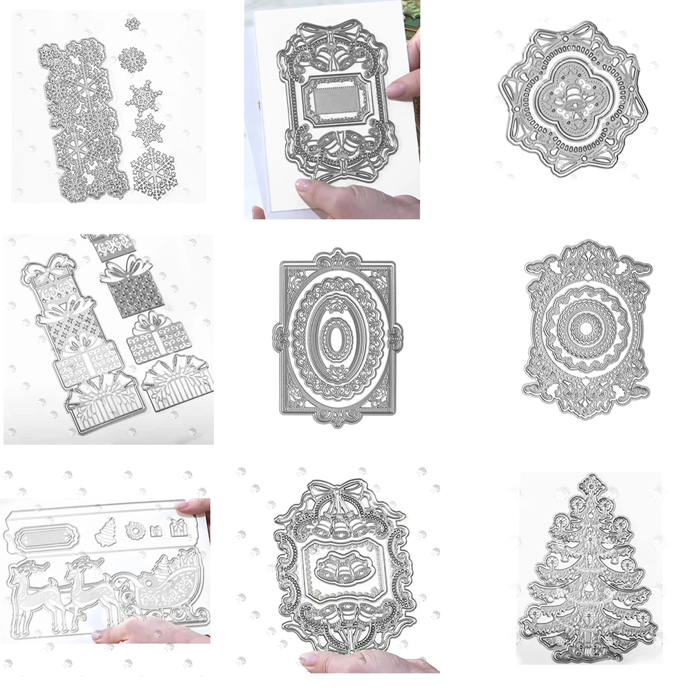

2021 Hot Sale 3d Holiday Tree Snowflake Sleigh Easel Photo Frame Ultra-thin Diy Handmade Greeting Card Decoration Embossing Dies