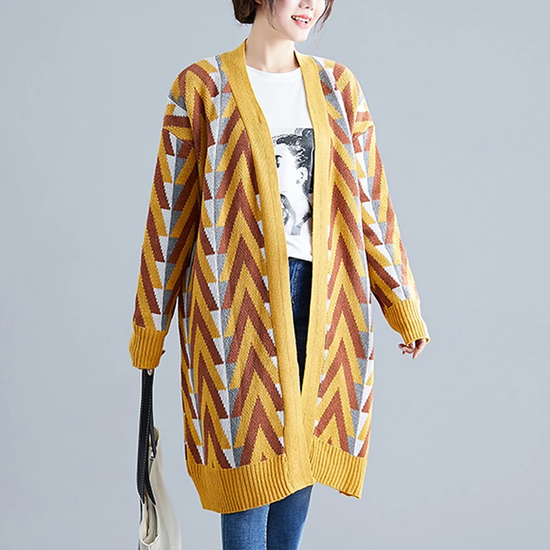 2019 New Design Women Autumn Sweater Knitted High Quality Female Cardigan Striped Ladies Cardigans |