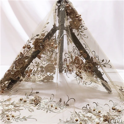 HFX Высокое качество Французский Тюль Кружево роскошный 3d цветок французская Сетка кружево африканский тюль сетка кружево для свадебного платья GC071 - Цвет: As picture