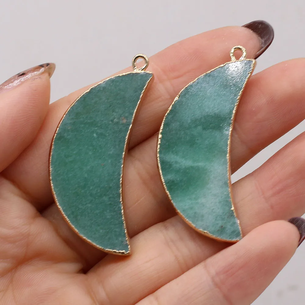 

Подвеска с зеленым полумесяцем из натурального камня, авантюрин, аксессуары для изготовления ожерелья «сделай сам», изысканные украшения, ...