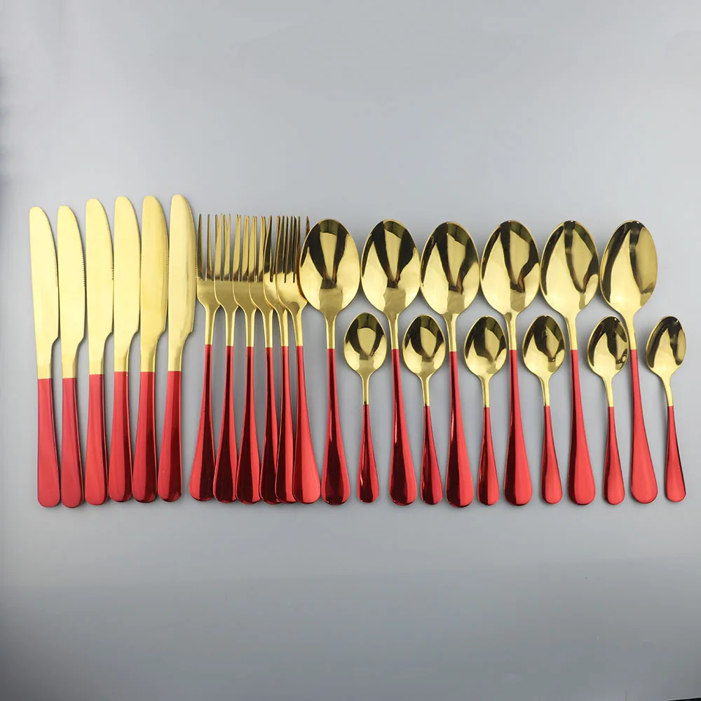 Набор столовых приборов из нержавеющей стали 304 24 шт. вилки ножи ложки черный и