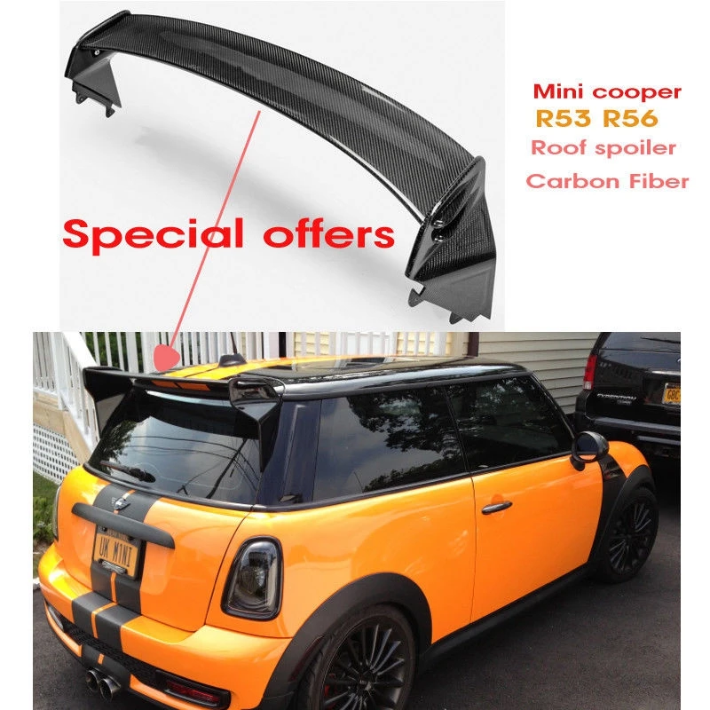 

Car-styling JCW Carbon Fiber Roof Spoiler Glossy Finish Rear WIng Lip Fibre Splitter Drift Kit For Mini Cooper R56 Ver.2.11/2.12