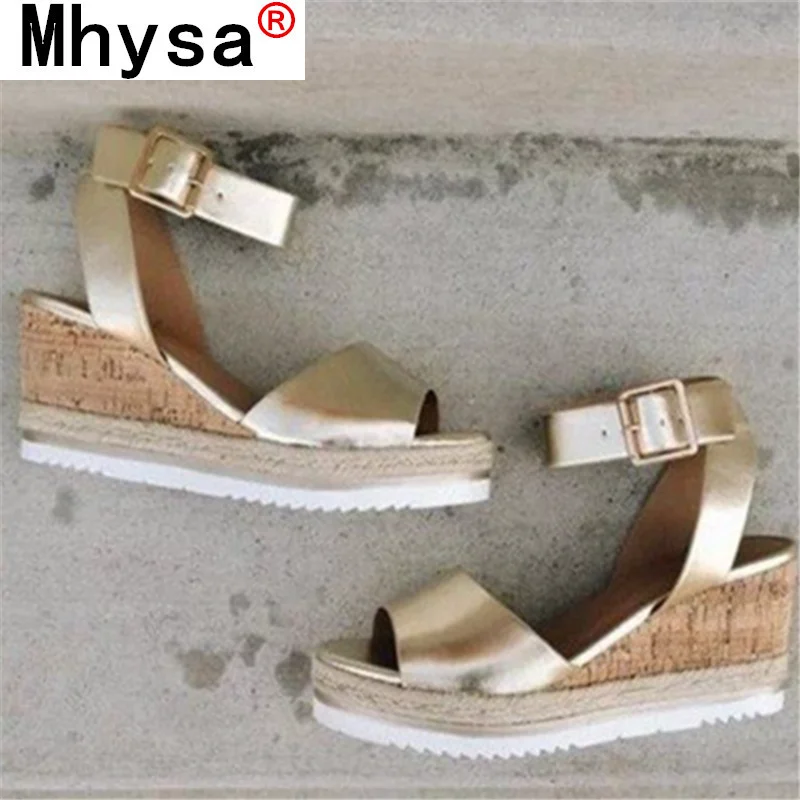 

2021 Summer New Women's Wedge Sandals Fashion Platform Vintage Buckle Women Outdoor Fish Mouth Open Toe Sandals Zapatos Mujer