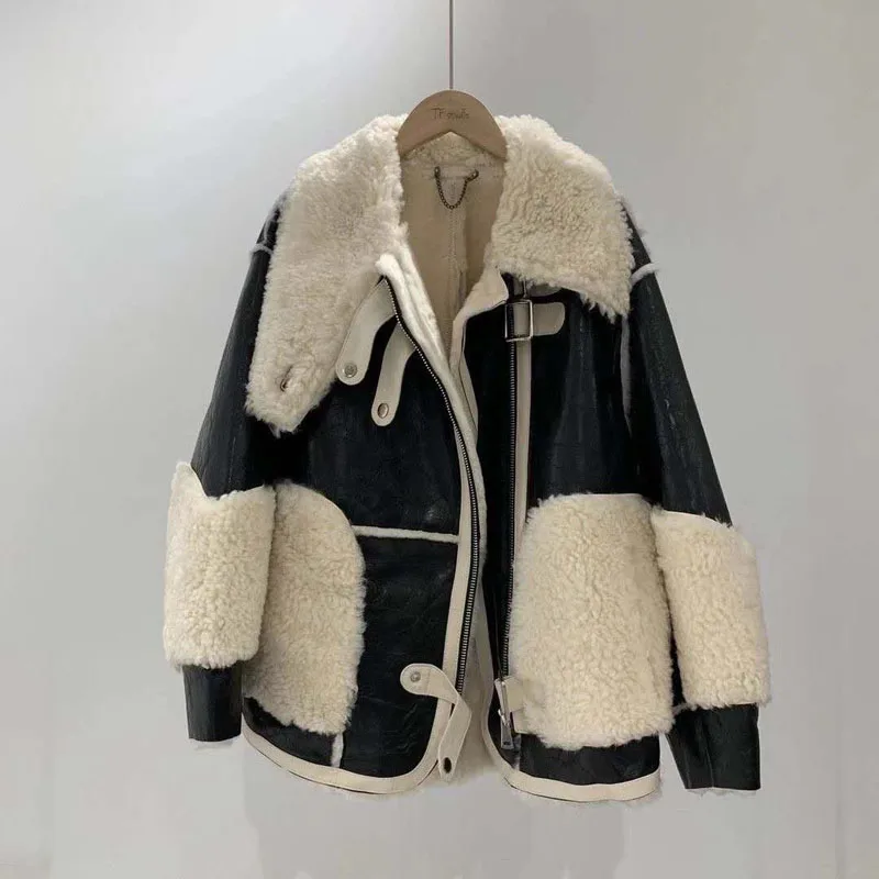 

Женское зимнее пальто 2020, новая модная короткая одежда, байкерская куртка из натурального овечьего меха