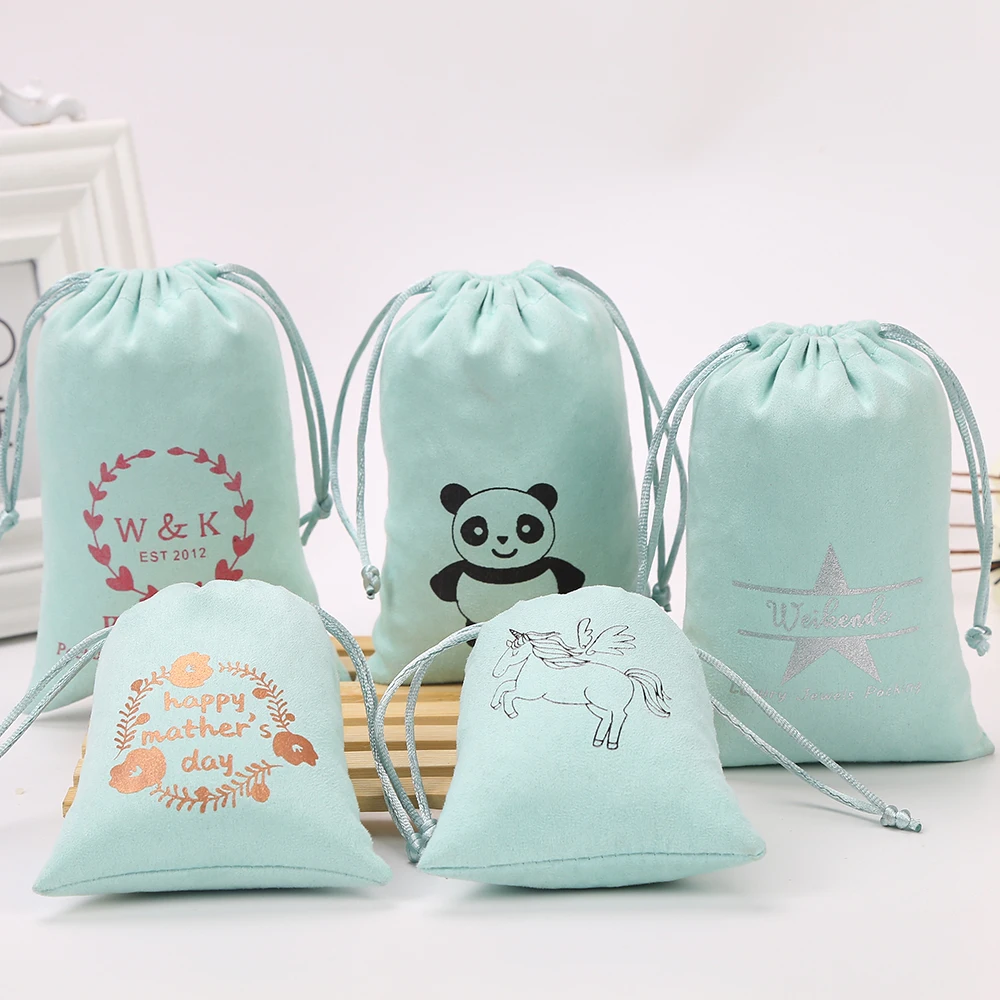 Бархатные мешочки на шнурке розовый фланель для ювелирных изделий шикарный