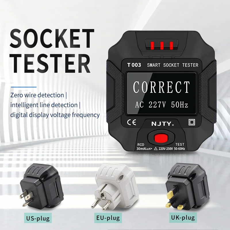Тестер розеток Habotest HT106 Pro Voltage Test Socket Detector UK EU Plug Ground Zero Line Проверка полярности